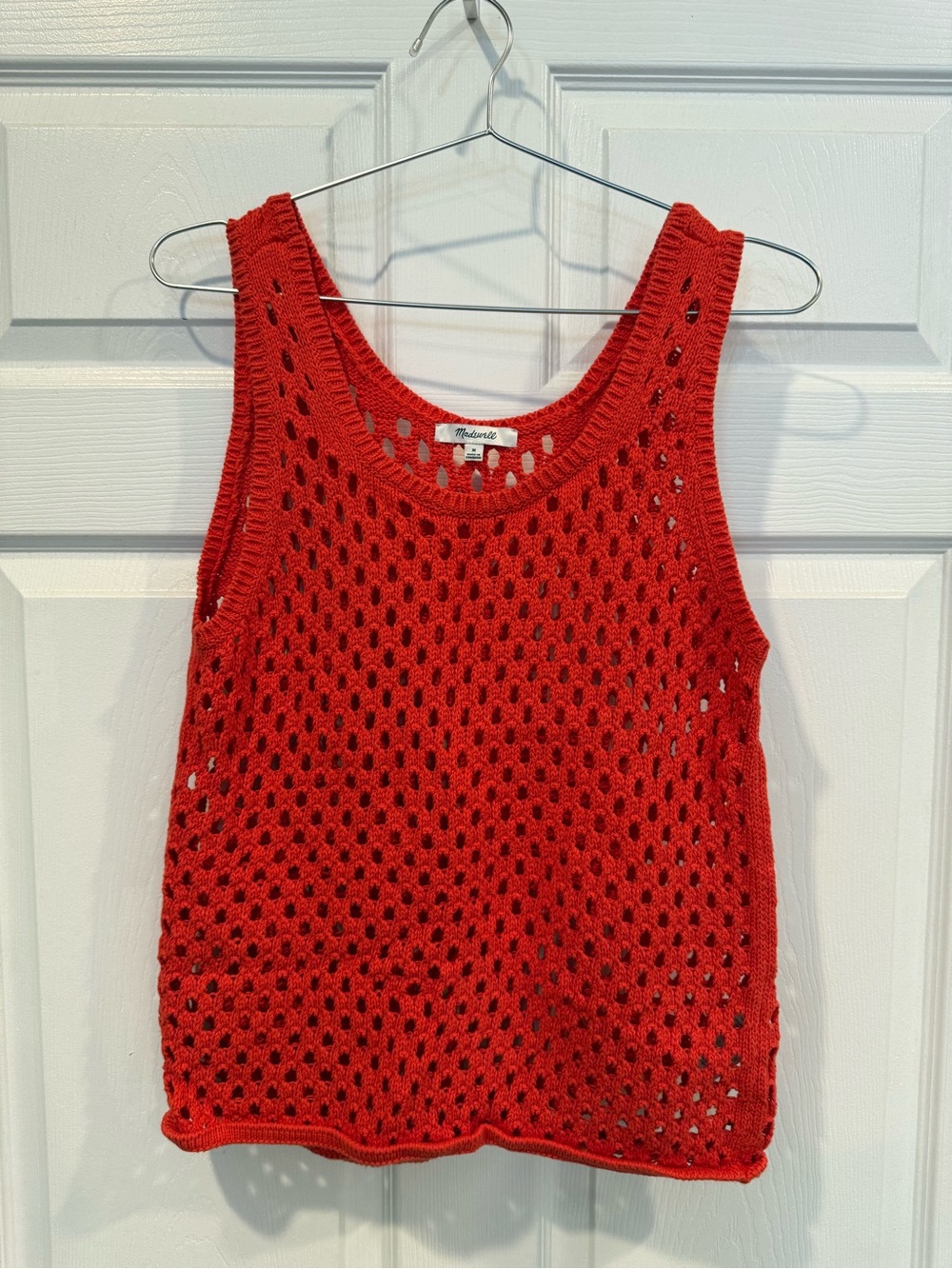 Madewell Red Crochet Knit Tank Top